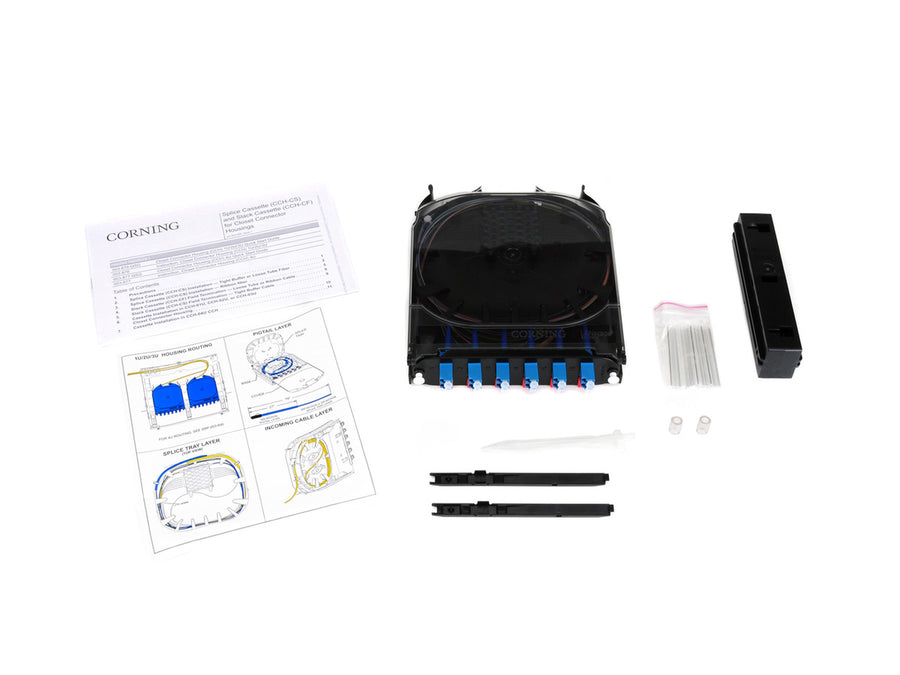 CCH Pigtailed Splice Cassette 12 F LC UPC duplex Single-mode (OS2) single-fiber (250 µm) CORNING CCH-CS12-A9-P00RE