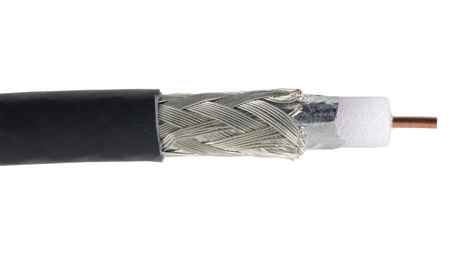Belden 1186A  20 AWG solid Aluminum braid shield PVC jacket Black CATV Coax Cable